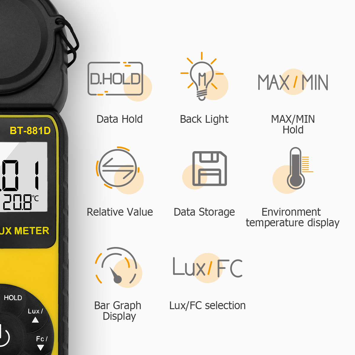 Photography Lighting Meter - Dijital Lüks Metre 400.000 Lux El